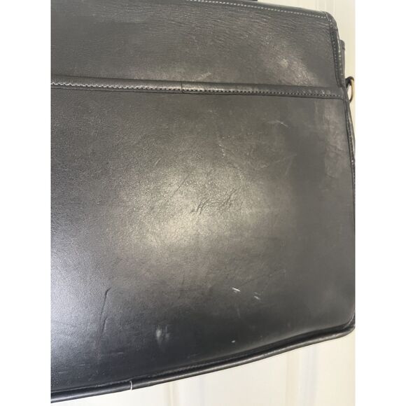 Vintage Laura USA Black Leather Briefcase Laptop Bag Work Satchel - Picture 5 of 8